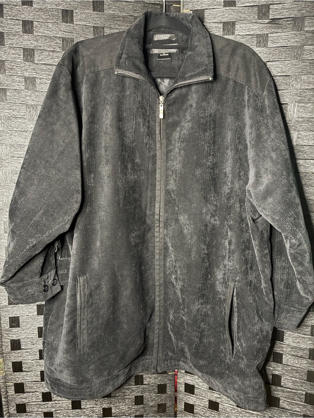 Men's Corduroy Zip-Front Lightweight Jacket - Black